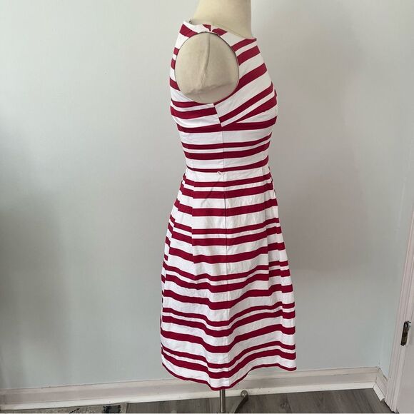 White House Black Market Red & White Striped Fit-and-Flare Dress Size 00 - Picture 5 of 9